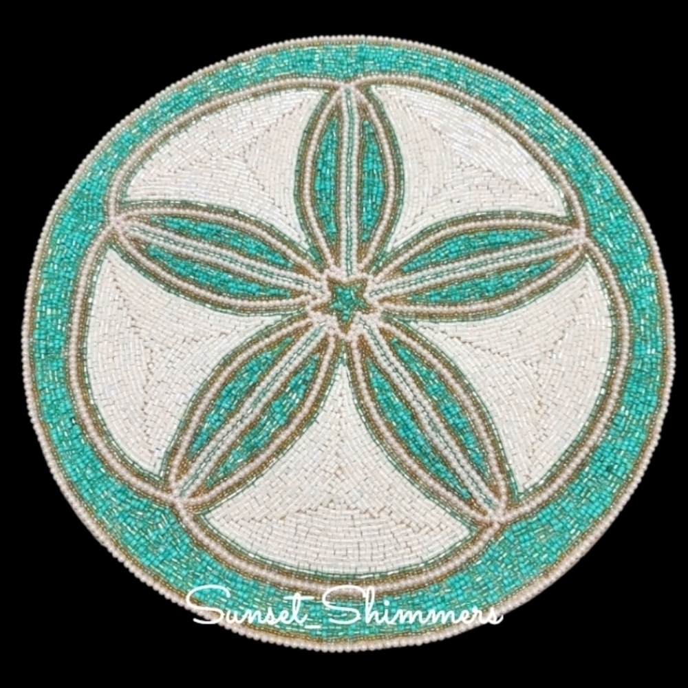 Coastal Collection Sand Dollar  Beaded Placemat Charger Centerpiece NEW